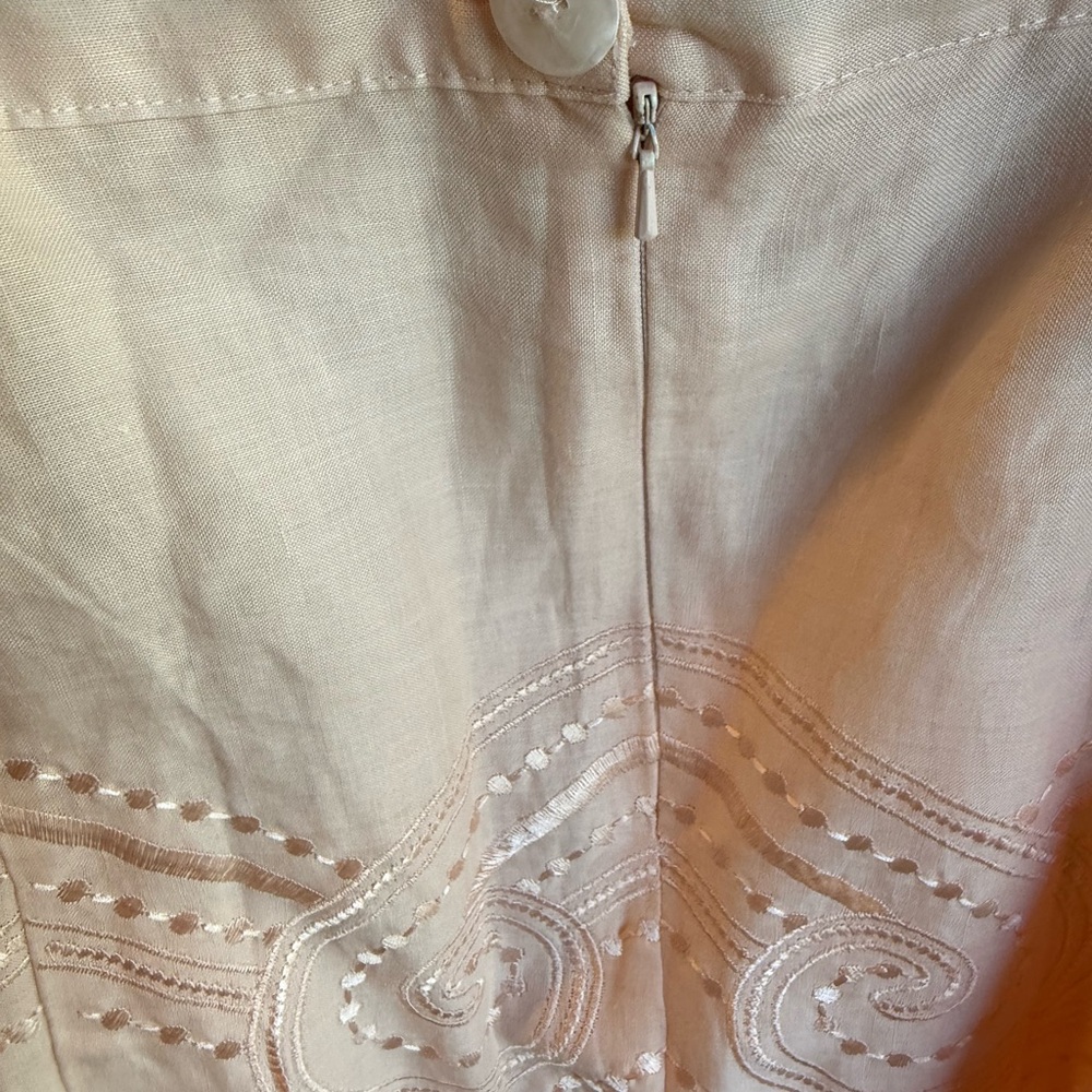Midi A-line Skirt, 100 % Linen, Vintage Style Modest Embroidered Size 16 - Picture 6 of 11